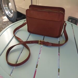 Coach 1980-84 Brown Leather Crossbody Bag with Brass Hardware